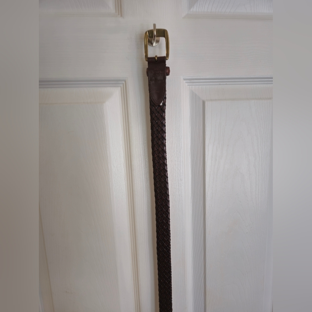 Men's Genuine Leather Braided Brown Belt Bonded Lacing  Brass Buckle Size 40 - Picture 13 of 15